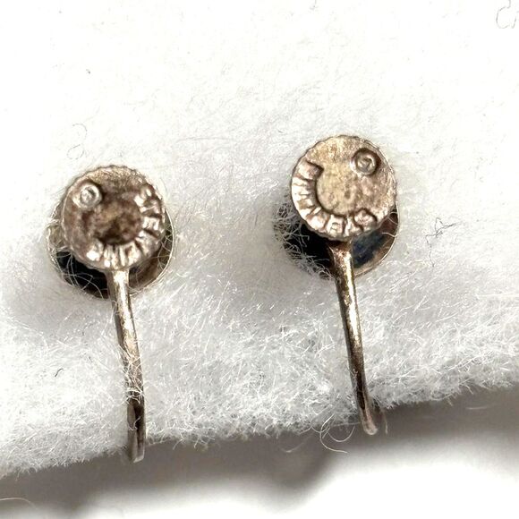 Vintage Silver Screw Back Earring Set of 3 Sterling, 935, Mahogany Obsidian - Picture 5 of 10